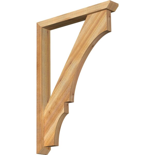 Ekena Millwork Balboa Slat Rough Sawn Bracket w/ Offset Brace, Western Red Cedar, 4"W x 28"D x 40"H BKT0402X28X40BOA06RWR - main